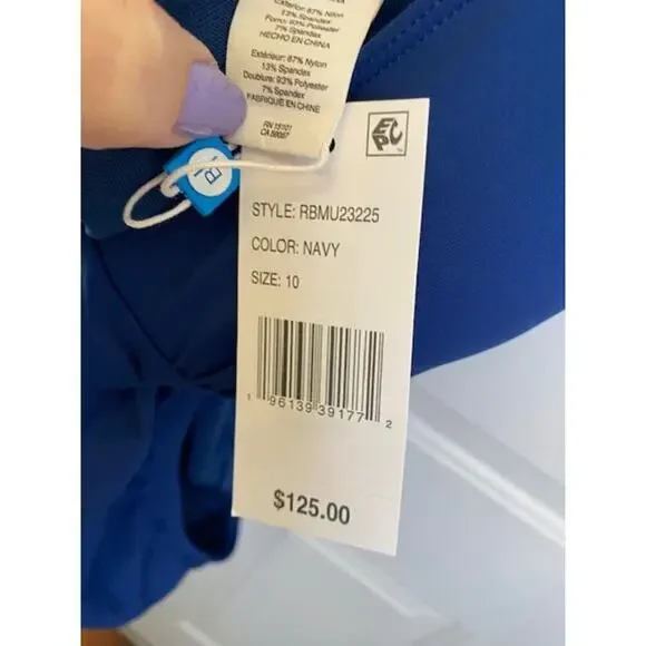 Bleu Rod Beattie Ring Me Up Over-The-Shoulder One-Piece Navy 10 Swimsuit NWTs - Picture 5 of 10